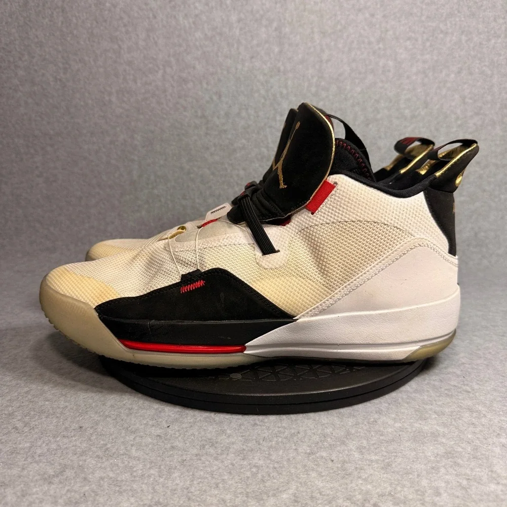 Jordan 33 Future Flight White Gold Red Mens Basketball Shoes AQ8830-100 Size 15